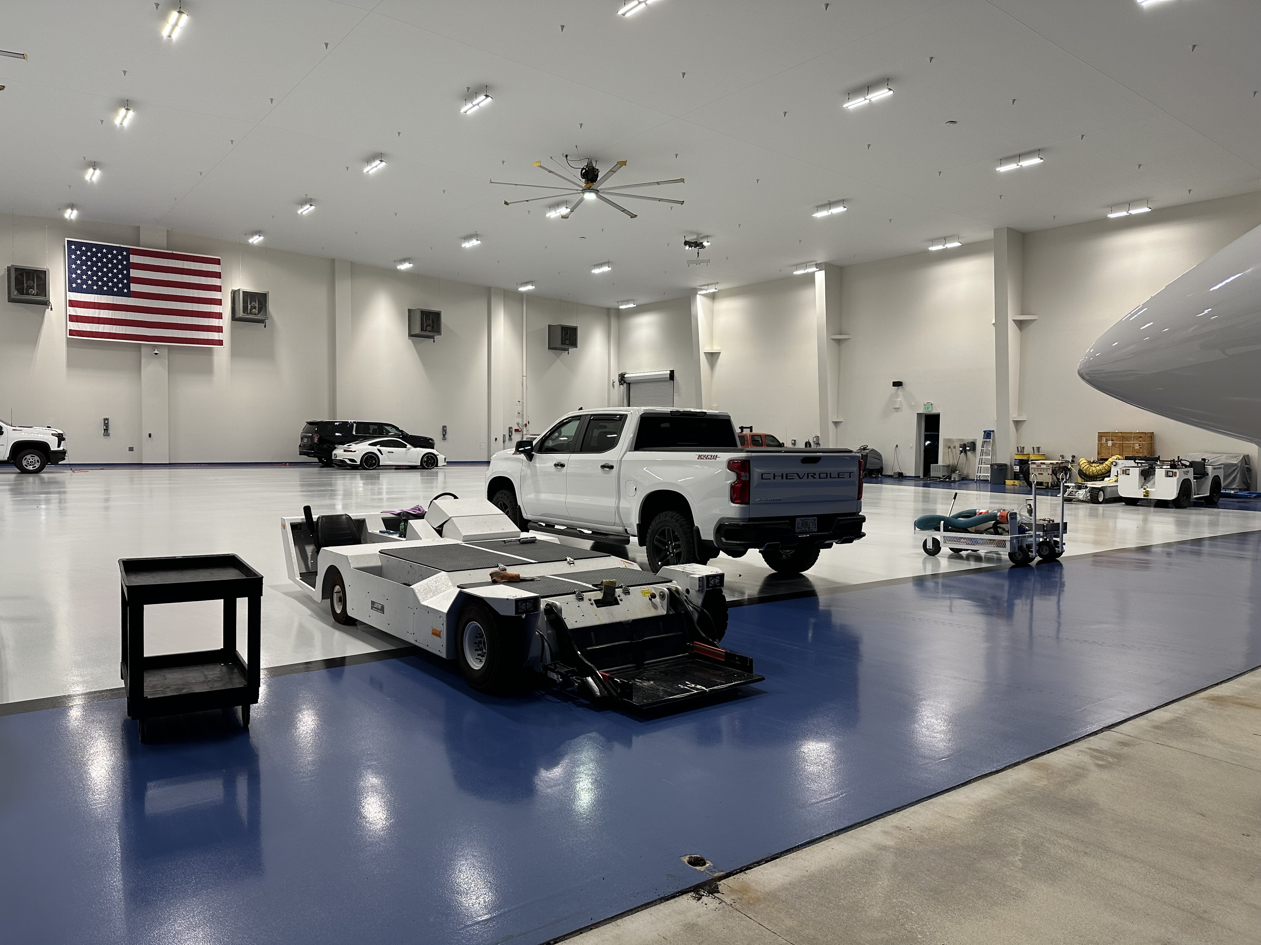 Interior of a private jet hangar